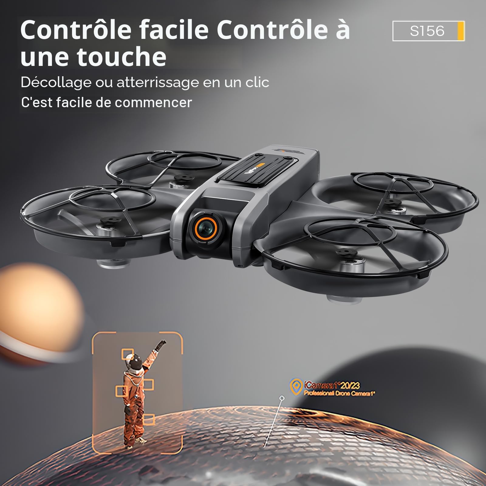 Drone avec Caméras, Télécommande Moteur Sans Balais Drone avec 4,5 Pouces écran, Carte SD, Veilleuse LED, Caméra Réglable à 90°, 2 Batteries, Convient aux Adultes et aux Débutants
