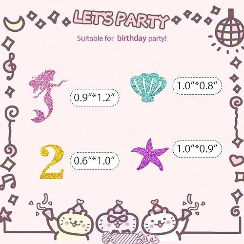 Miniatura 2 de 120 piezas de confeti de sirena, decoraciones de mesa de sirena para baby shower, segundo cumpleaños, confeti de sirena número 2pequeño para fiesta