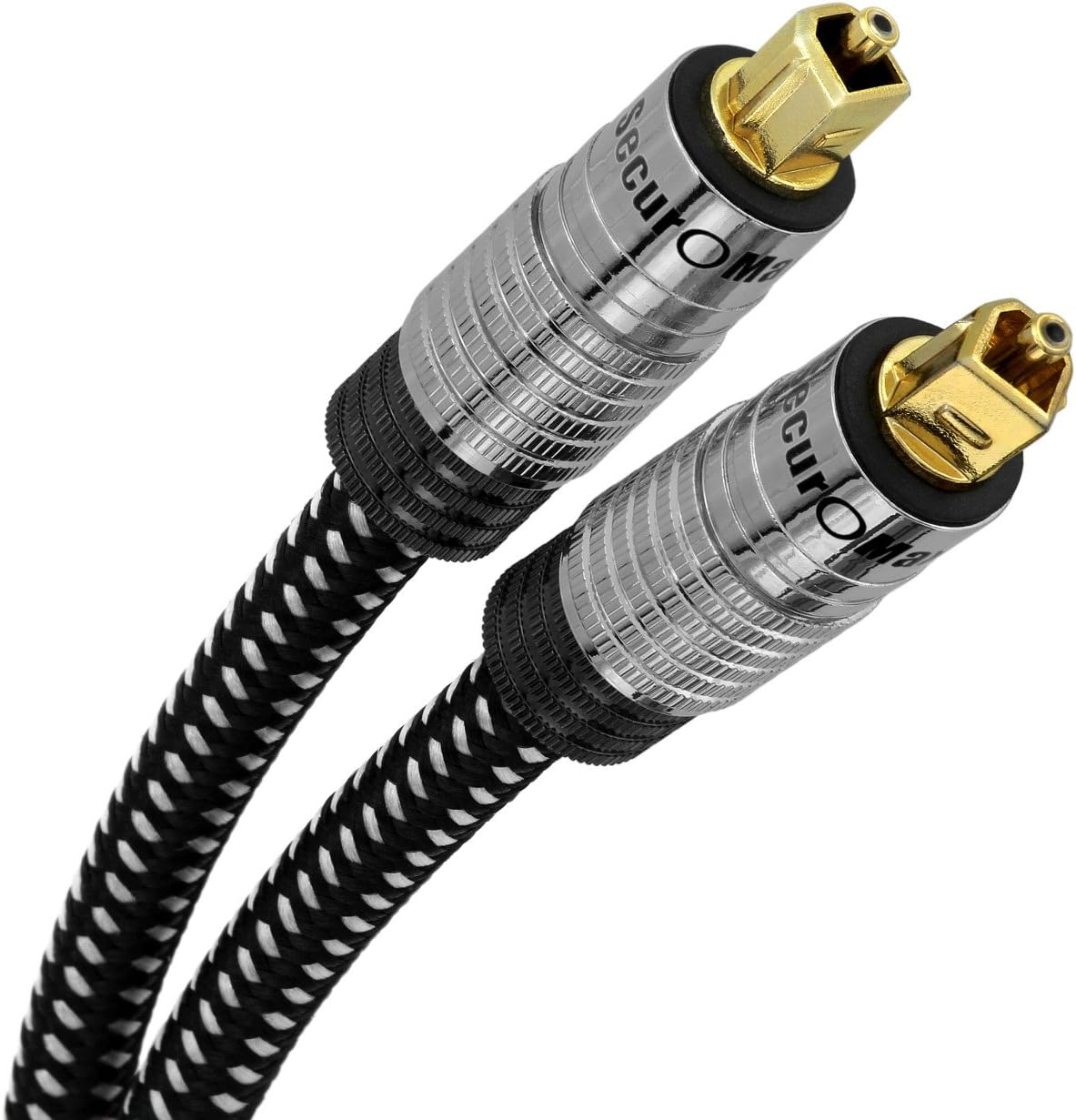 SecurOMax Digital Optical Audio Cable (Toslink, S/PDIF, ADAT, EIAJ) with Braided Cord, 6 Feet