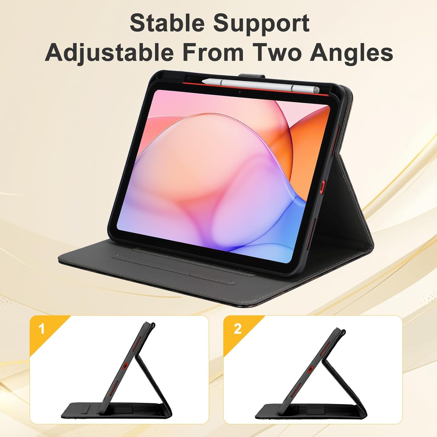 Elegant Crocodile PU Leathe Case for iPad (A16) 11th Gen 11 Inch 2025/iPad 10th Generation 10.9" 2022–Tablet Cover with Pencil Holder, Wrist Strap & Auto Sleep/Wake& Card Slots (A-Black)
