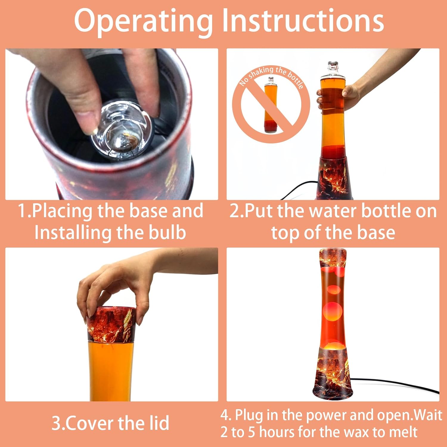 Motion Light, 16inches Volcano Lamp with Orange Liquid Red Wax Cool Night Lights Home Bedroom Office Decor Holiday Presents Lava Lamps for Adults