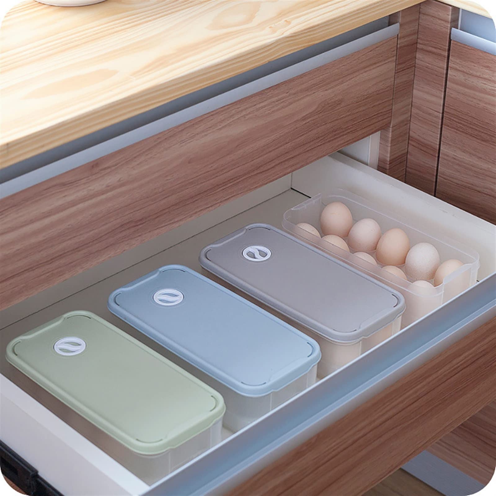 Bandeja de plástico para huevos, Bandeja plástica azul de la caja almacenamiento del huevo for el organizador tenedor contenedor refrigerador los 24.5x12x7cm