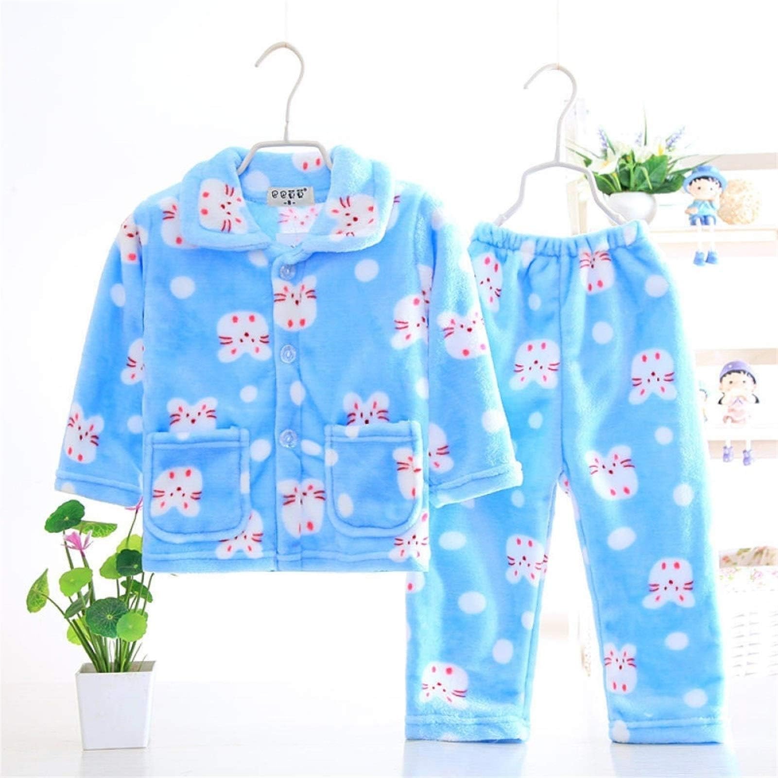 Cartoon Boy S Girls Pajamas Sets Plush Warm Toddler Girl Sleepwear Clothes Baby Pants Kids Nightie Clothes Homewear Zzbiao (Color : A3, Size : 12)