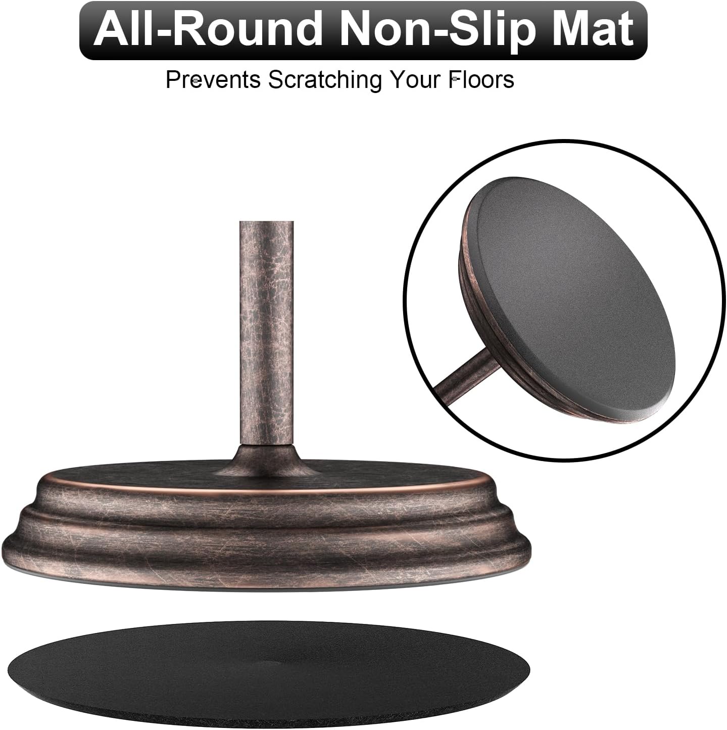 KASUNTO Toilet Paper Holder with Rustproof, Metal Free Standing Toilet Paper Stand Storage for Bathroom, Tissue Paper Roll Holder for Bathroom Accessories (Oil Rubbed Bronze)