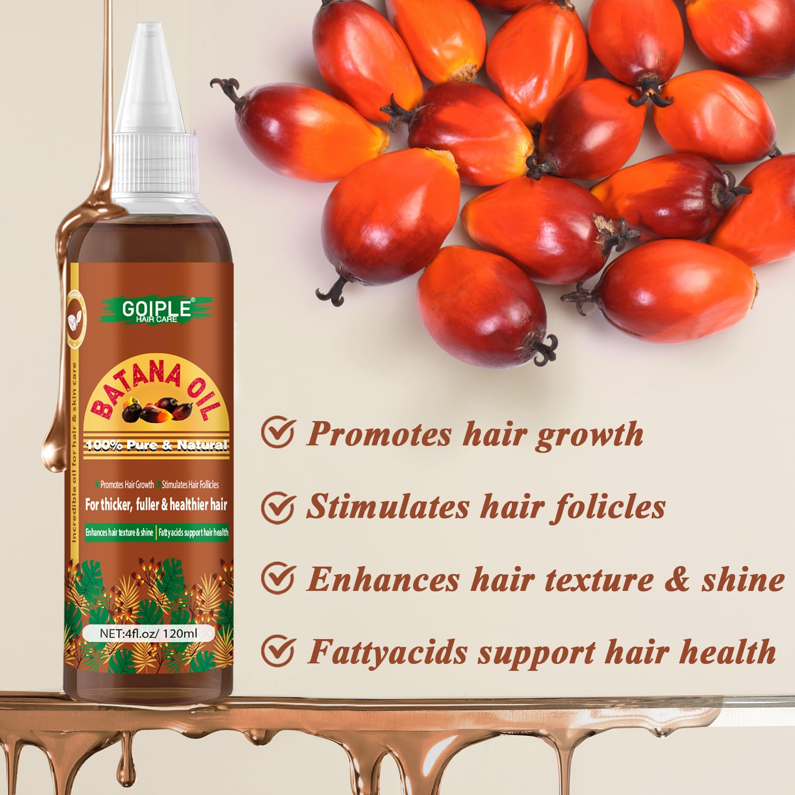 Batana Hair Oil for Healthy & Damaged Hair Repair, Organic Chebe Oil Moisturizer for Scalp Growth, NO, 60 ml (Pack of 2) - Image 2