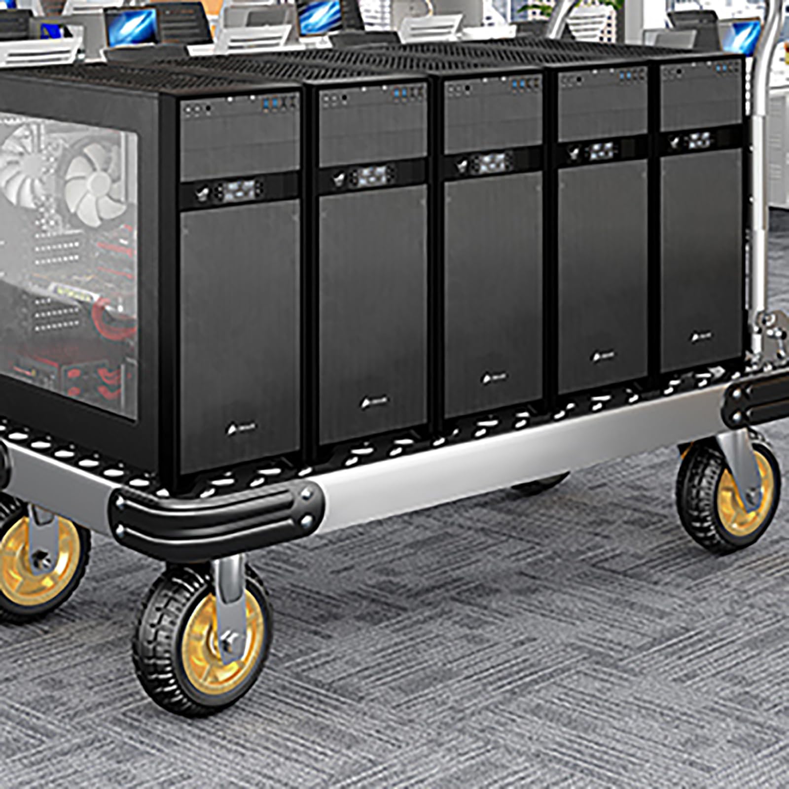 Carro de Plataforma, Carretilla de Plataforma Resistente de 350 kg, Carretilla Manual Resistente con asa, Carro de Plataforma rodante para elevación de Cargas Pesadas