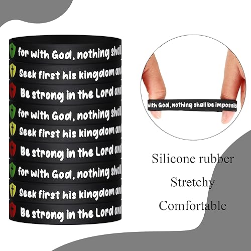 Miniatura 3 de Pulseras de goma religiosas con versículos de la Biblia, pulseras religiosas, pulseras religiosas de colores para hombres, mujeres y adolescentes, 3