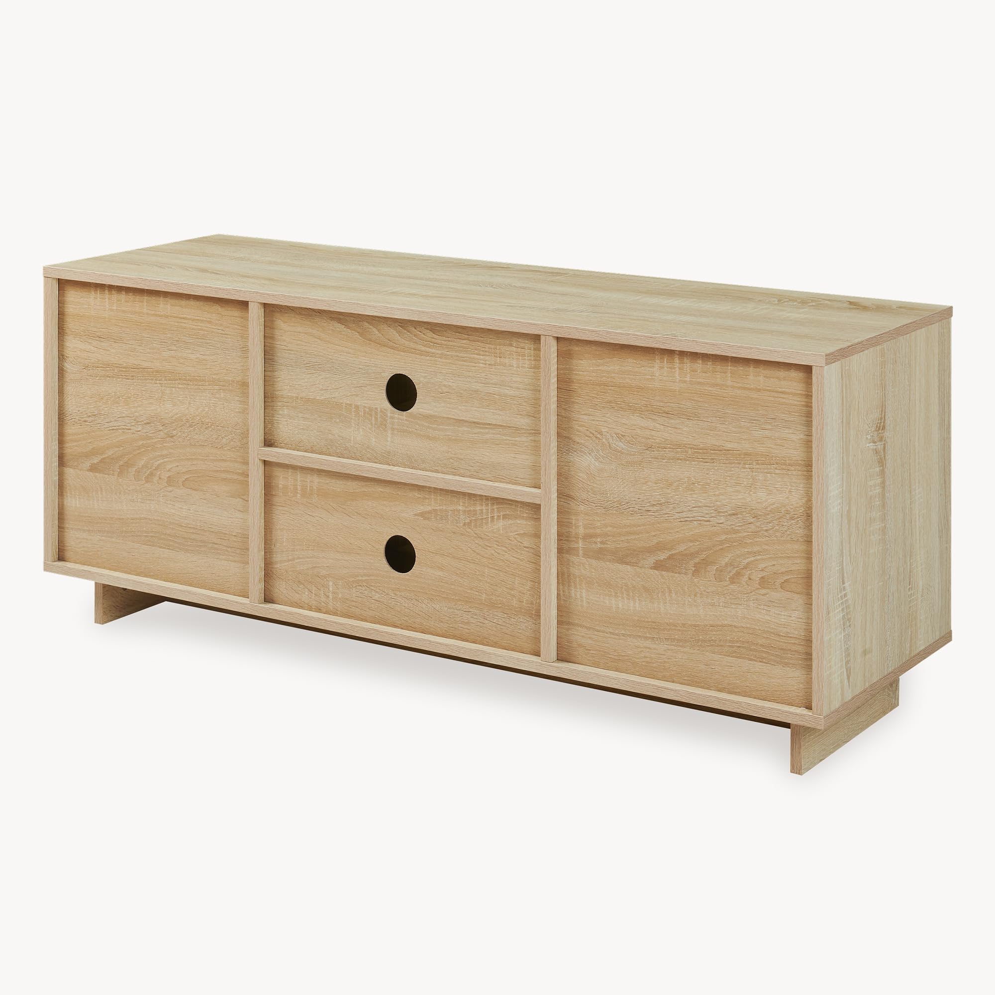 [en.casa] Mobile Porta TV a 2 Ante e Scomparti Aperti Supporto Televisore Stand Multimediale Credenza Bassa per Soggiorno Studio Living 120x39x52 cm Effetto Rovere Sonoma/Bianco