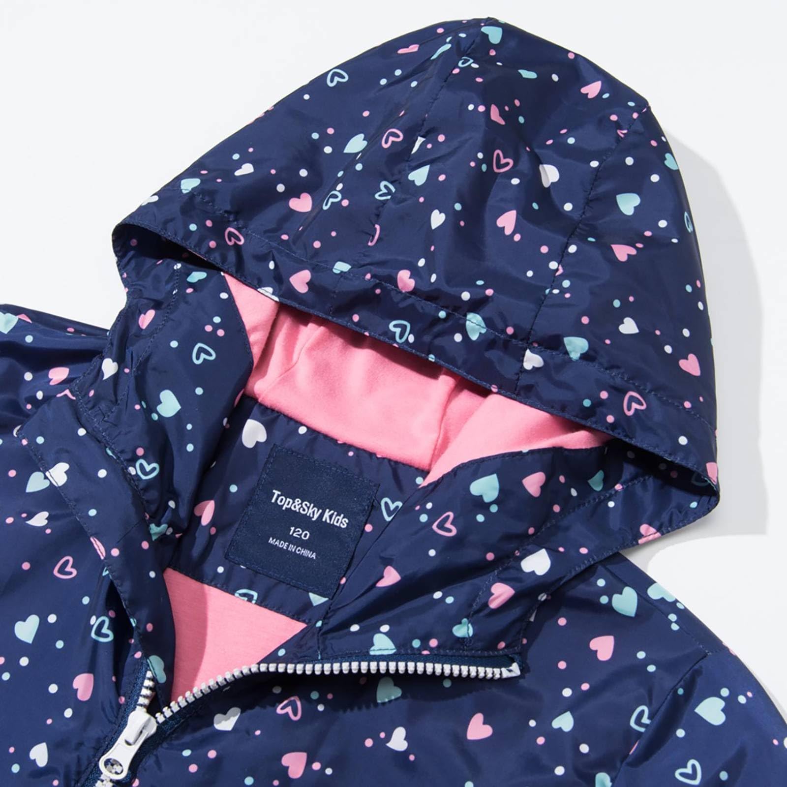 Veste de pluie imperméable à capuche pour filles, manteau de pluie léger doublé de coton pour enfants, 4 à 12 ans