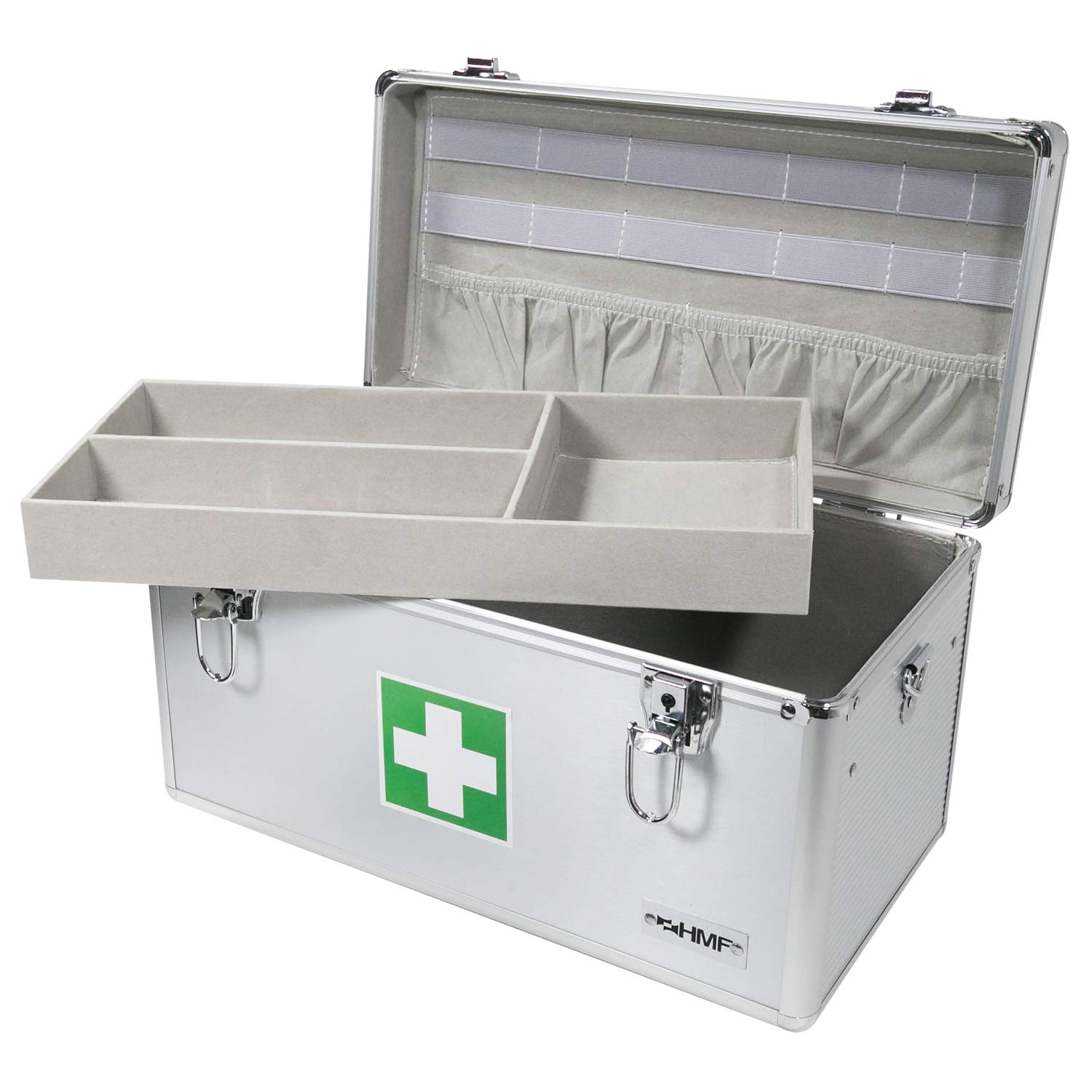 HMF 14701-09 Alu Medizinkoffer, Erste Hilfe Koffer, Tragegriff, 40 x 22,5 x 20,5 cm
