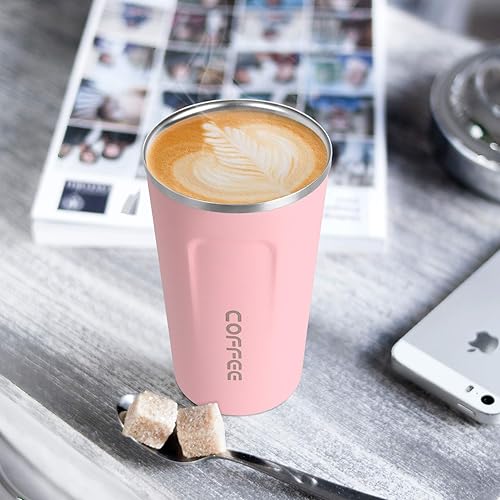 Miniatura 5 de Smilatte Taza de viaje de café aislada al vacío, de 17 oz (17.2 fl oz), a prueba de fugas, de doble pared, de acero inoxidable, reutilizable