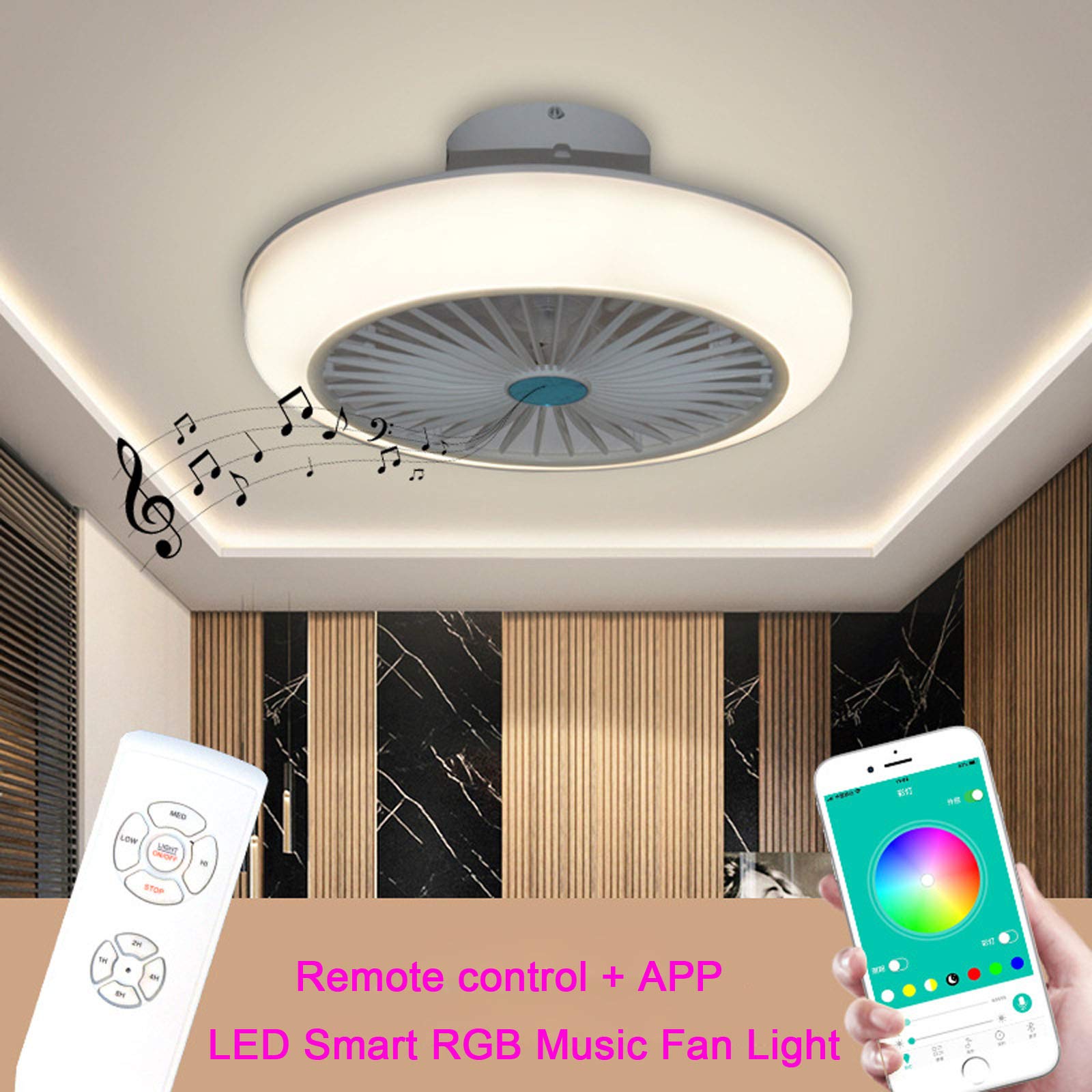 VENTILATORE DA SOFFITTO Ventilatorlampe Plafoniera LED RGB Telecomando
