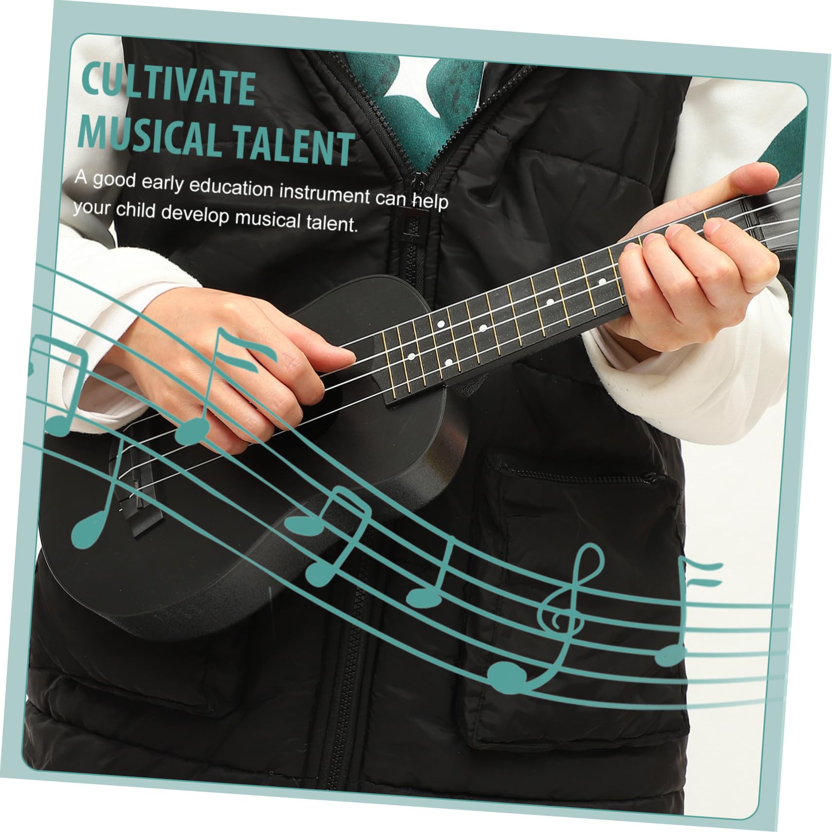Ukulele Soprano in Legno Nero per Principianti Chitarra Acustica Corde Strumento Resistente e Facile da Accordare Regalo Educativo per Ragazzi e Ragazze