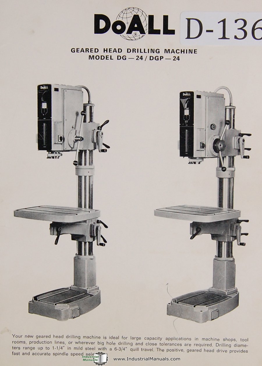 DoAll DG-24 Geared Head Drilling Machine Operator's and Maintenance Manual cover