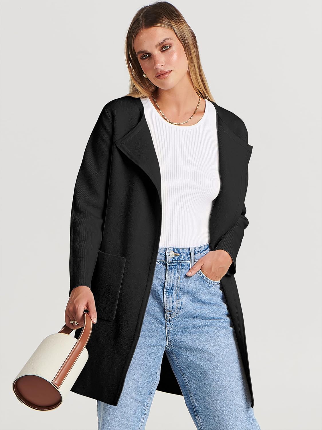 ANRABESS Womens Cardigan Sweater Open Front Knit Long Coatigan Dressy Casual Jacket Coat 2025 Fall Outfits Classy Clothes - Image 3