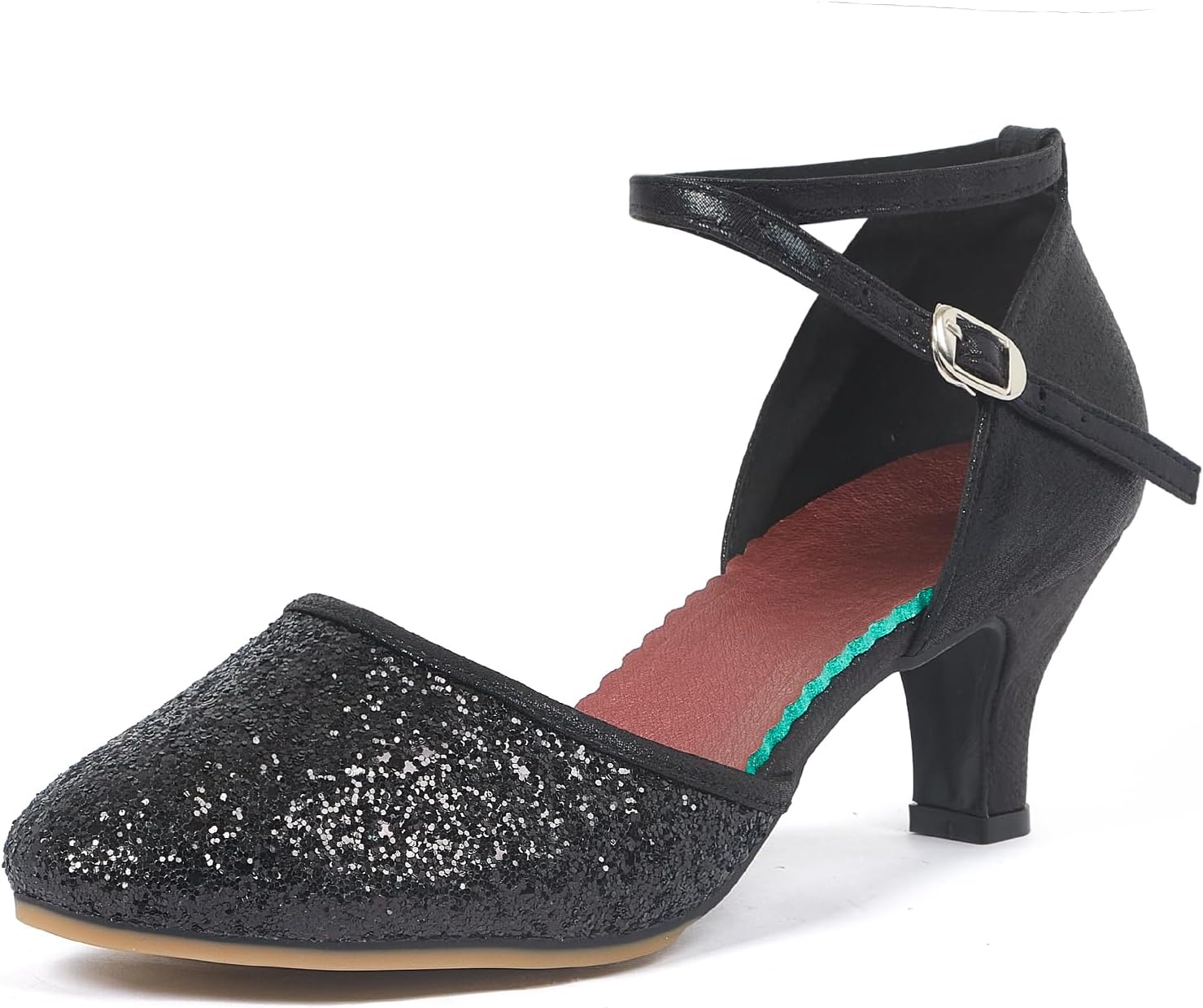 Womens Latin Dance Shoes Heeled Ballroom Salsa Tango Party Sequin Dance Shoes