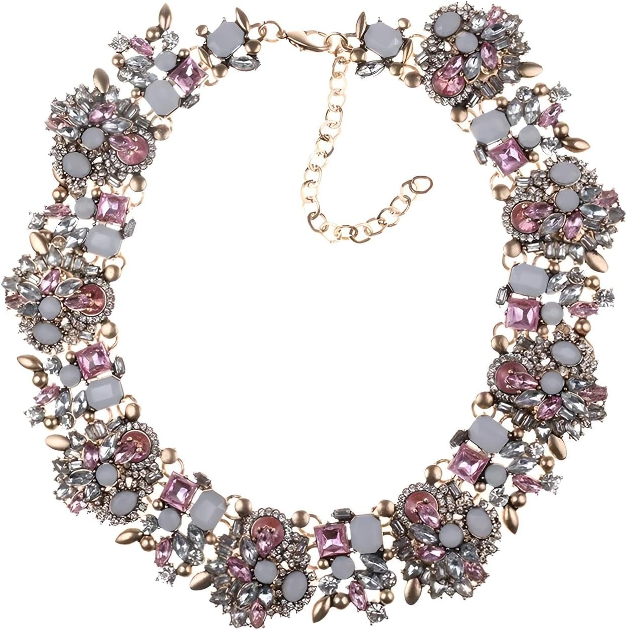 14K Yellow Gold Bib Necklace For Mrs Jewelry, ZA Indian Emerald Colorful Beaded Statement Choker Women, Trendy Black Crystal Chunky Rhinestone Large Collar Big Bib Necklace Jewelry Formal Drag, - Image 3