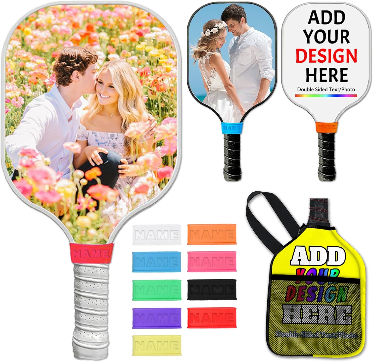 Custom Pickleball Paddles Personalized Pickleballs Paddles with Comfort Grip Customized Photo Text Logo Paddles Gifts for Beginners - Double Sided Print