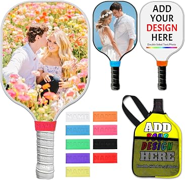 Custom Pickleball Paddles Personalized Pickleballs Paddles with Comfort Grip Customized Photo Text Logo Paddles Gifts for Beginners - Double Sided Print