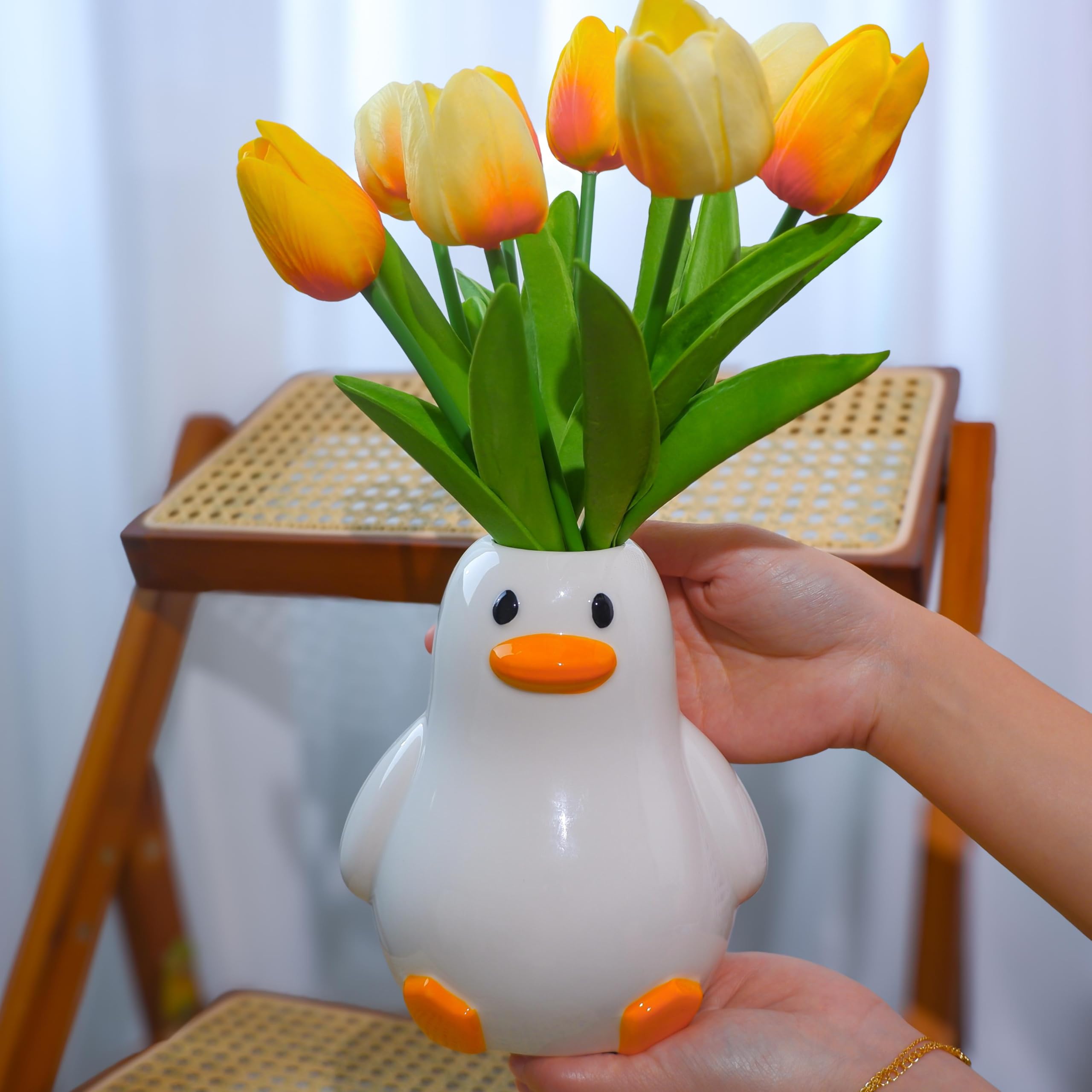 Amazon.com: Mougigi Unique Duck Vase - Cute White Ceramic