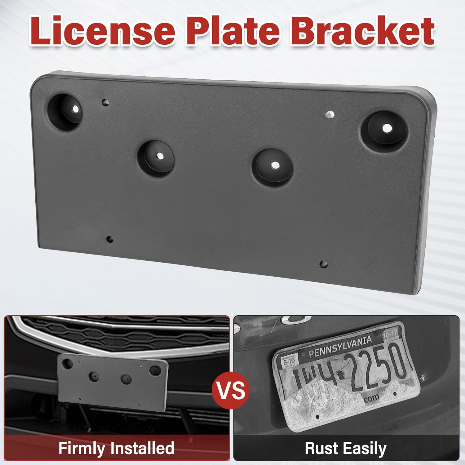 License Plate Bracket Accessories for Chevrolet Chevy Equinox 2016 2017, Front Bumper License Plate Holder Replacement Frame Black Mount