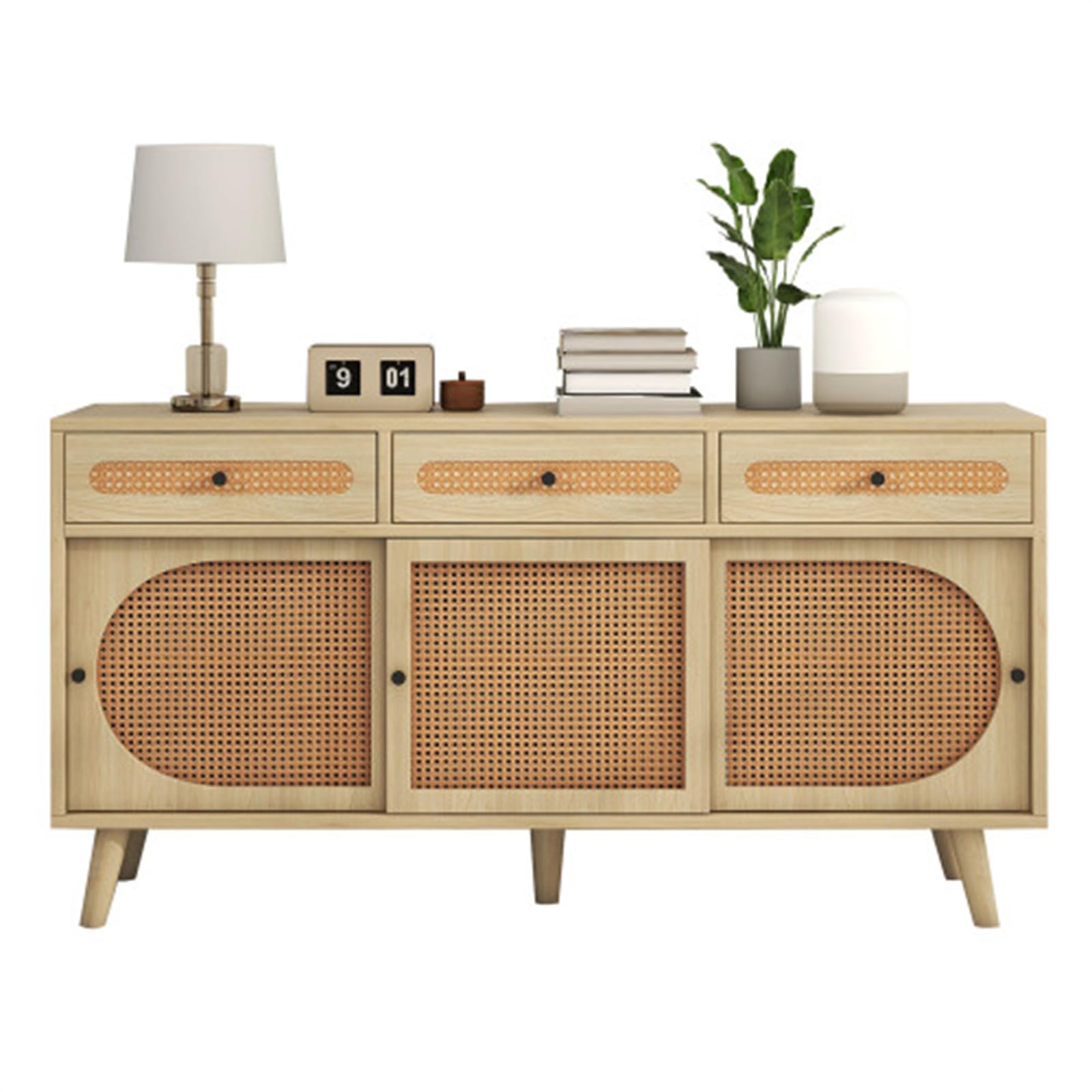 Credenza in Legno Tinta Unita, Mobile da Ingresso retrò Multifunzionale, Mobile Portaoggetti Verticale con Ampio Spazio di Archiviazione, Adatto per Soggiorno E Camera da Letto