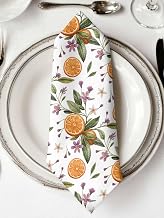 Summer Plant Cloth Dinner Napkins Watercolor Orange Lemon Square Reusable Polyester for Parties Dinners Weddings, 20" x 20", 1 pcs