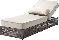 ACTREST Luxury Outdoor Wicker Chaise Lounge with 5-Inch Thick Cushions - Adjustable High-Back Recliner for Patio Poolside Relaxation - Beige