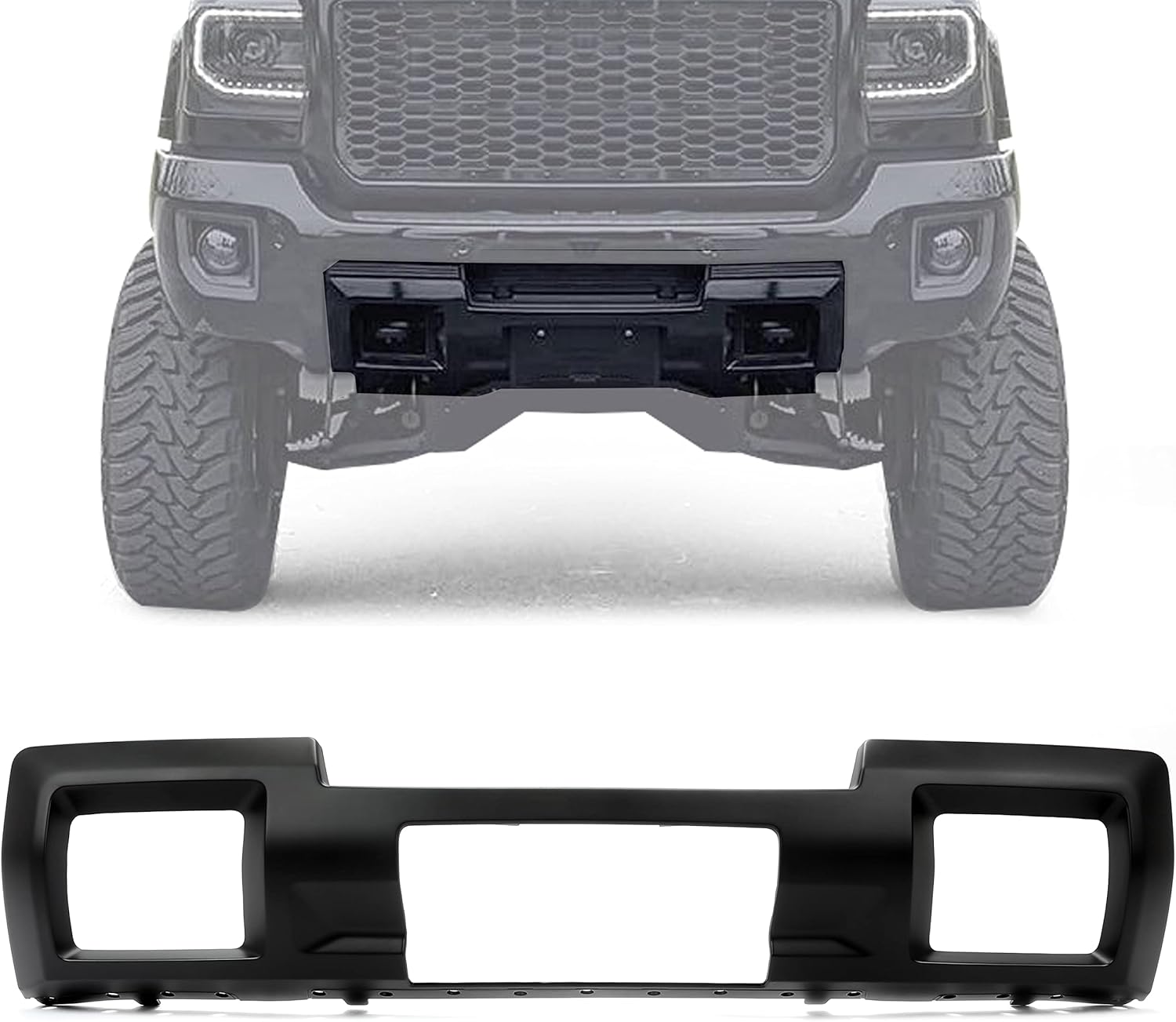 ECOTRIC Front Bumper Skid Plate Panel Compatible with 2015-2019 GMC Sierra 2500/3500 HD 4 Door Replace for GM1053104C 23178964 23178780 Bumper Lower Cover Black