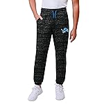 Ultra Game NFL Official Youth Super Soft Supreme Jogger Sweatpants, Detroit Lions, Black Snow, 10-12