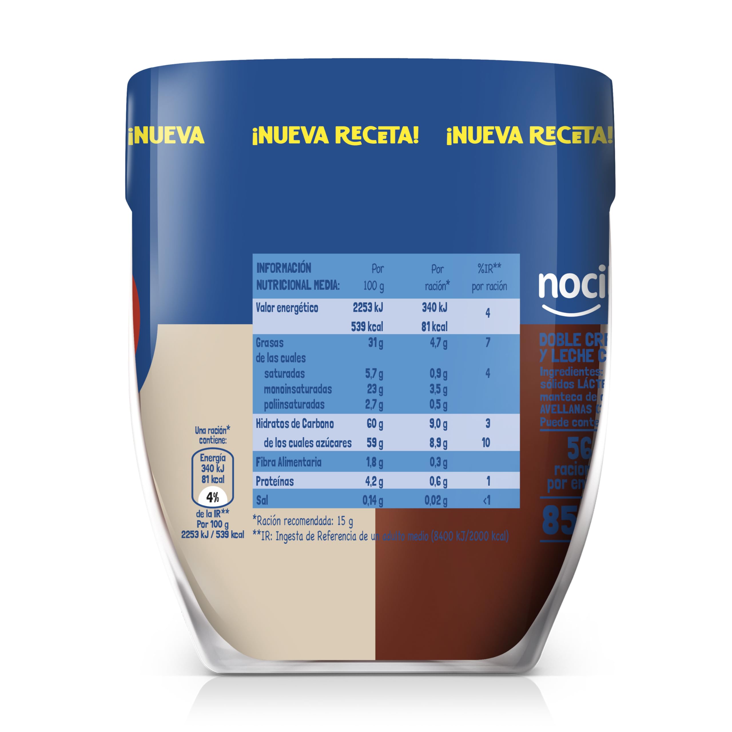 Nocilla, ChocoMix, Doble Crema al Cacao y Leche con Avellanas, Sin Aceite de Palma - Formato Ahorro - 850g
