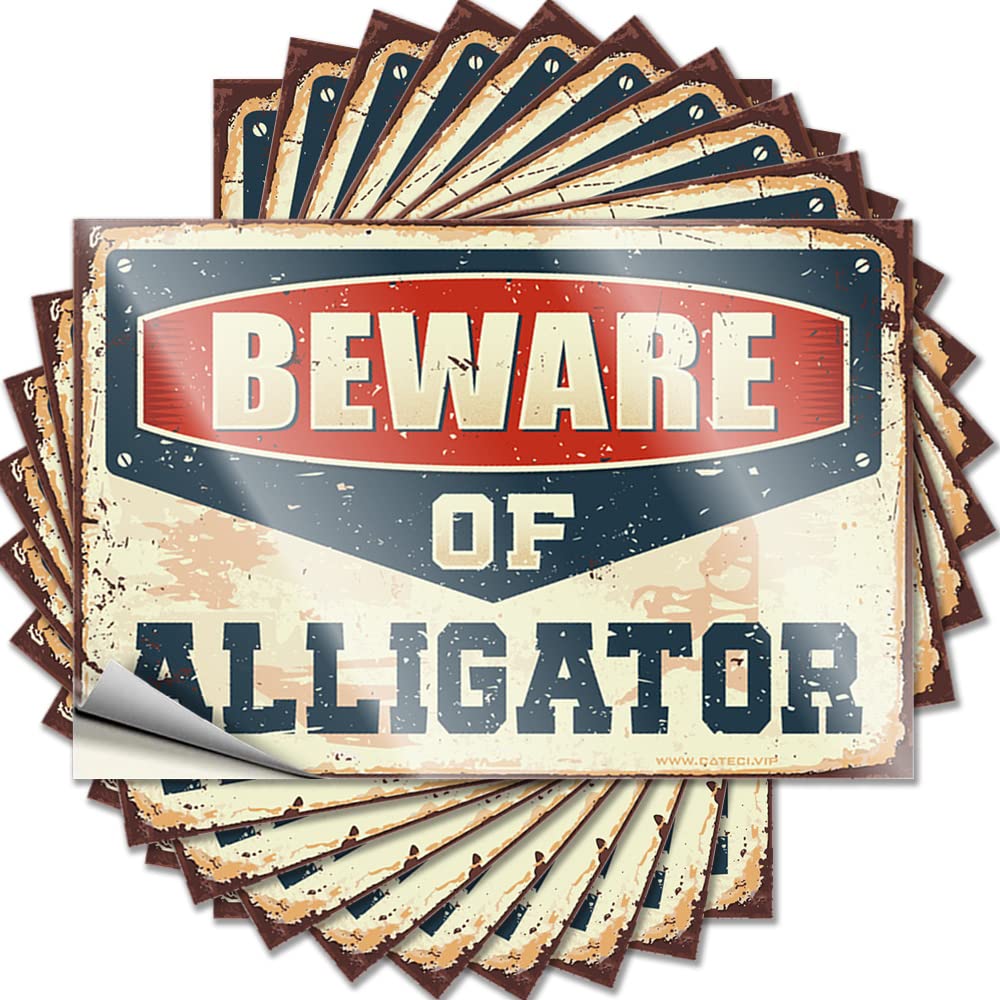 Decal Teen Room Decor Humor Cheap Hat Beware of Alligator - Scratch Resistant Stickers(8X12CM)