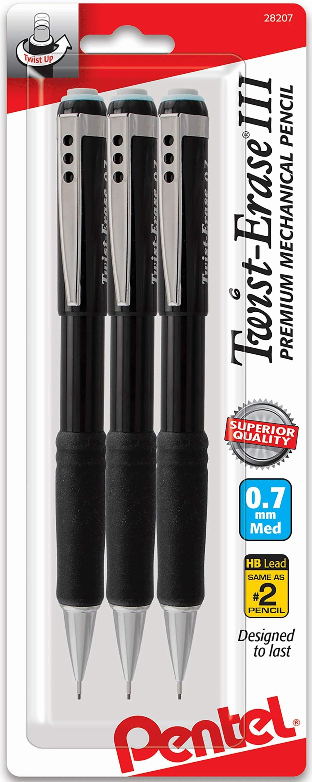 Amazon.com : Pentel Mechanical Pencil Twist Erase III 0.7 mm, Black