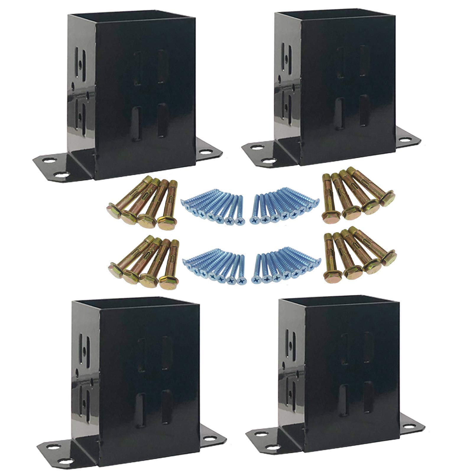 Buy JINHAN 4x4 Wood Fence Post Base Brackets Heavy Duty PowderCoated