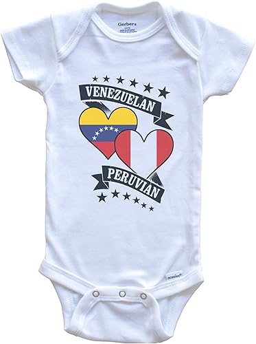 Venezuelan Peruvian Heart Flags Venezuela Peru Baby Bodysuit