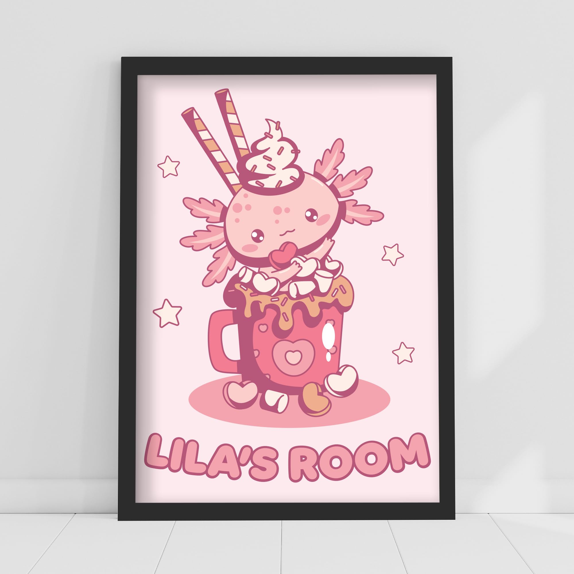 Themed Axolotl Print - Cute Axolotl in Mug Personalised Poster Wall Art (42cm x 59.4cm - A2)