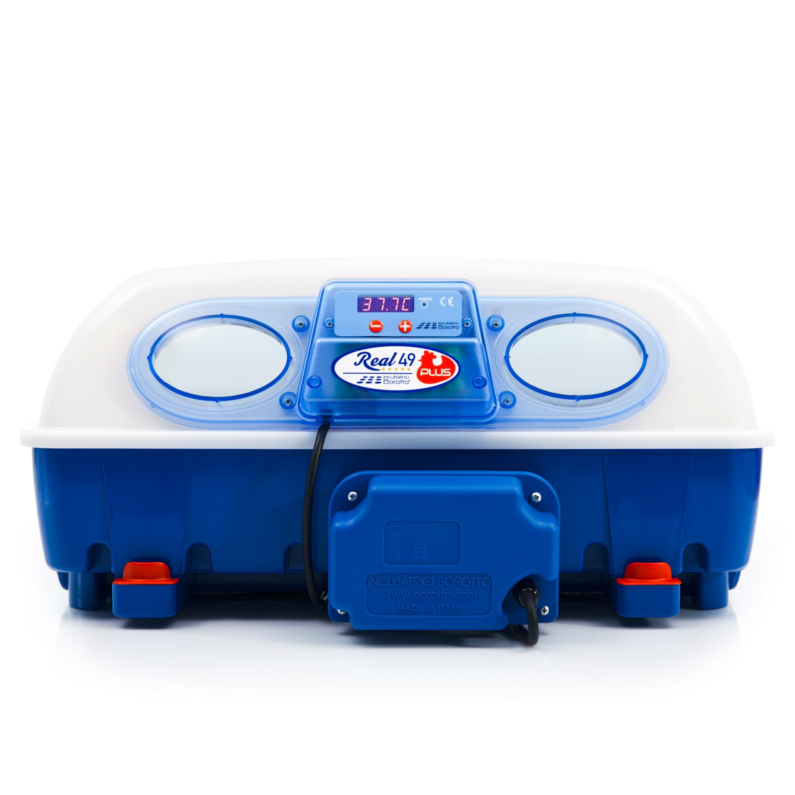 Borotto Real 49 Plus | Incubadora de Huevos Automática Profesional para 49 Huevos o 196 Pequeños con Volteador Huevos Automático, Control Temperatura y Sistema Antibacteriano Biomaster®| Made in Italy