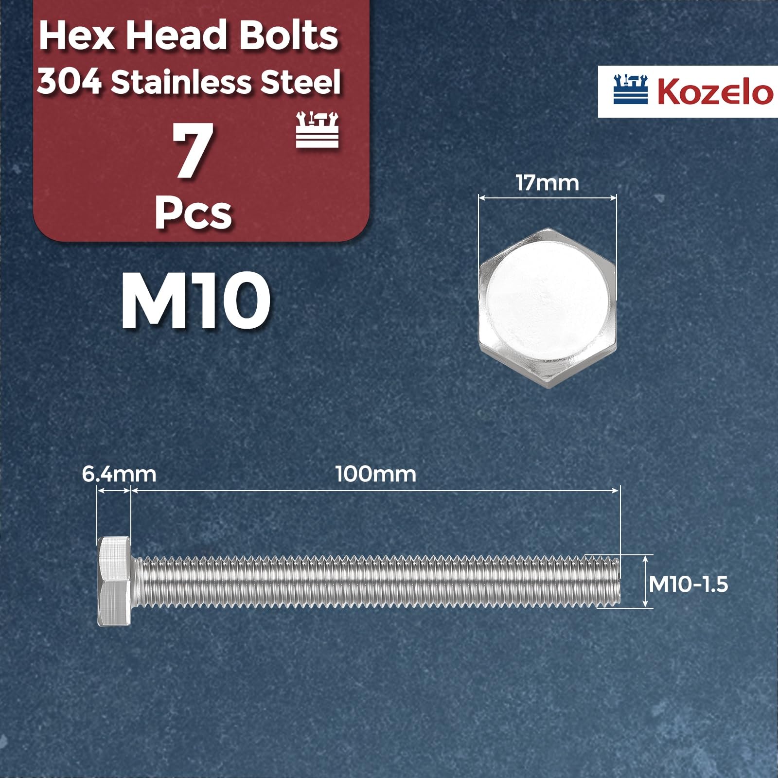 Kozelo 7 Pcs Hex Head Screws Bolts - Image 2