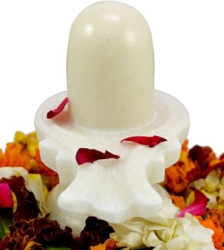 Amazing India 3.3 Inch White Marble Shiva Lingam Shivling