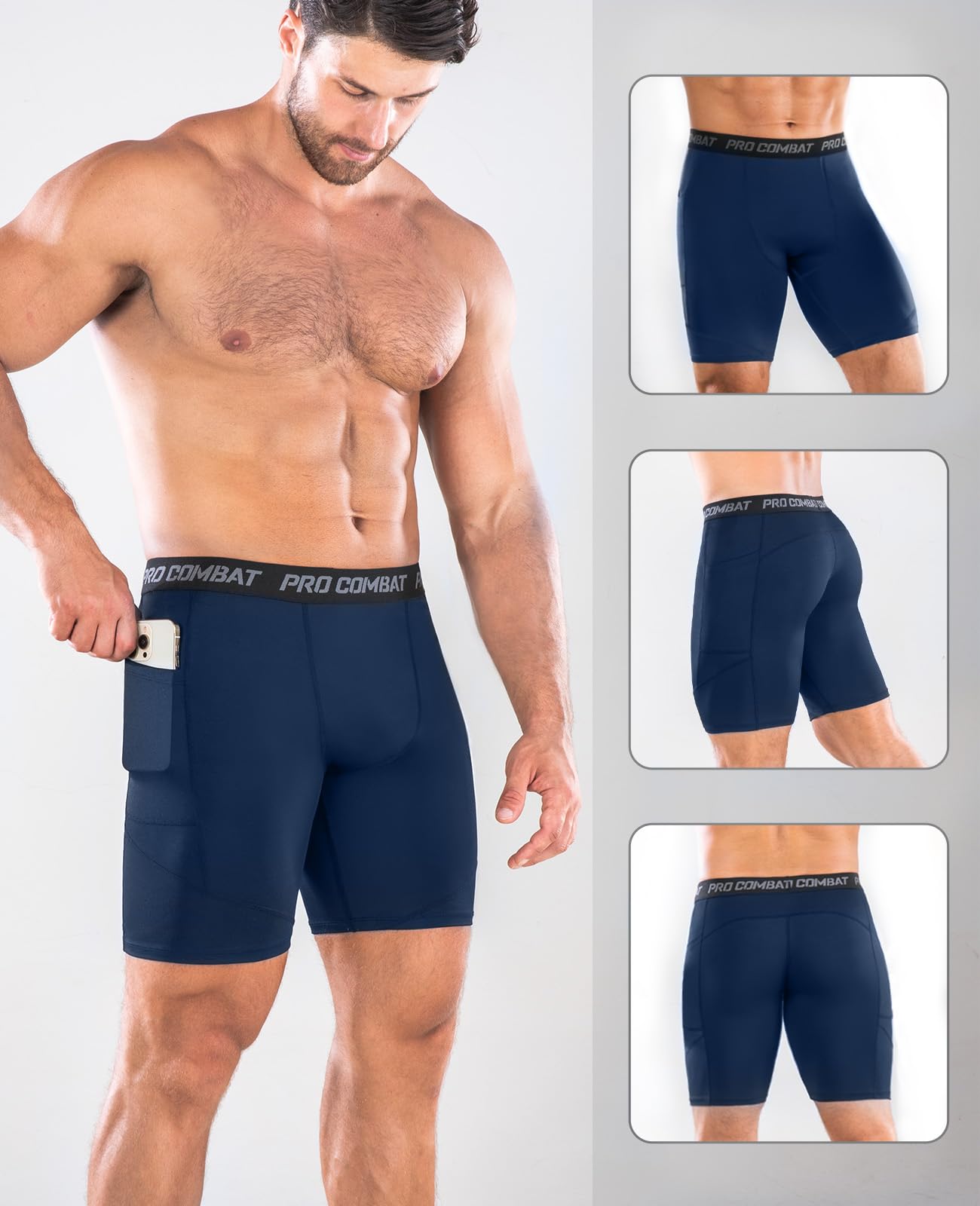 Niksa 1/3 Piezas Mallas Running Hombre Mallas Cortas Hombre Pantalones Cortos Entrenamiento con Bolsillo para Celular Secado Rápido Transpirable Pantalones Cortos