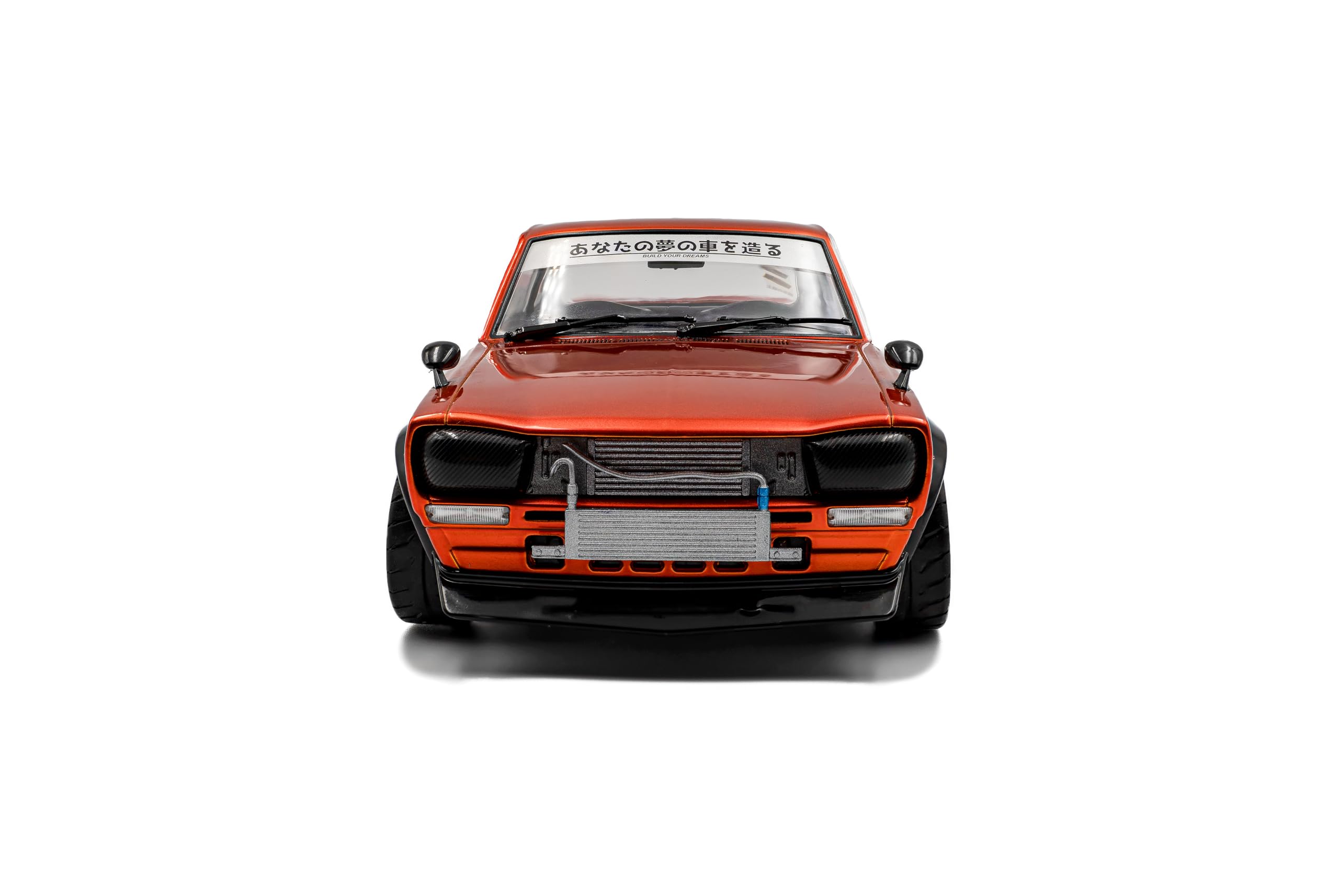 Solido Nissan Skyline C10 Hakosuka Works 1970 – Diecast Voiture de Sport Classique JDM avec Design Widebody – Carrosserie détaillée et Jantes de Course, Orange métallisé, 1:18