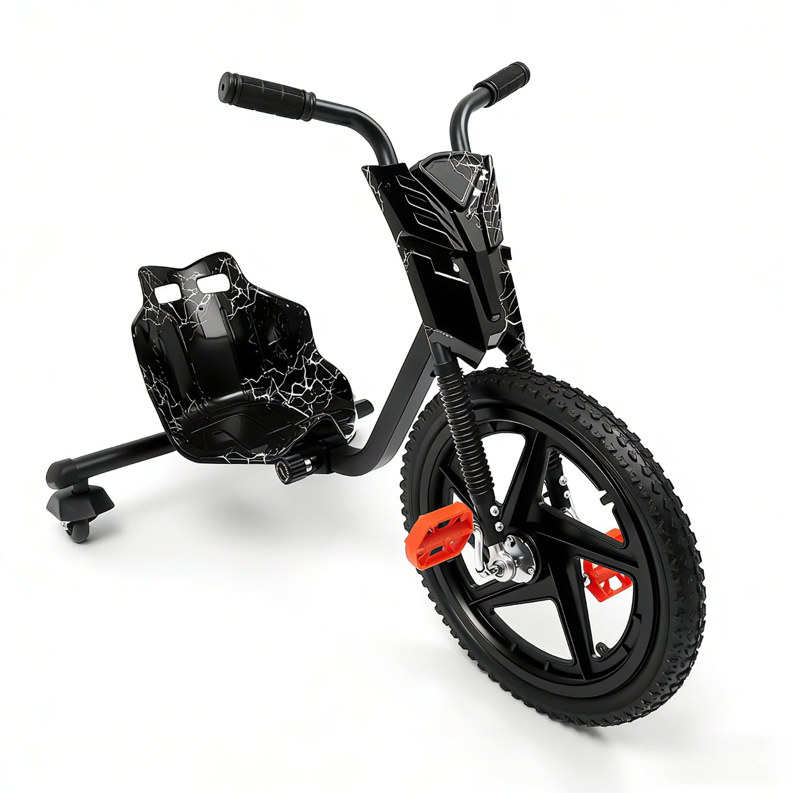 Drift Trike for Kids 6+ Years Old, 3 Wheel Pedal Go Kart with 4 Adjustable Lengths Light Up Rear Wheels 80kg Max Load 360° Drift for Outdoor Garden Playground