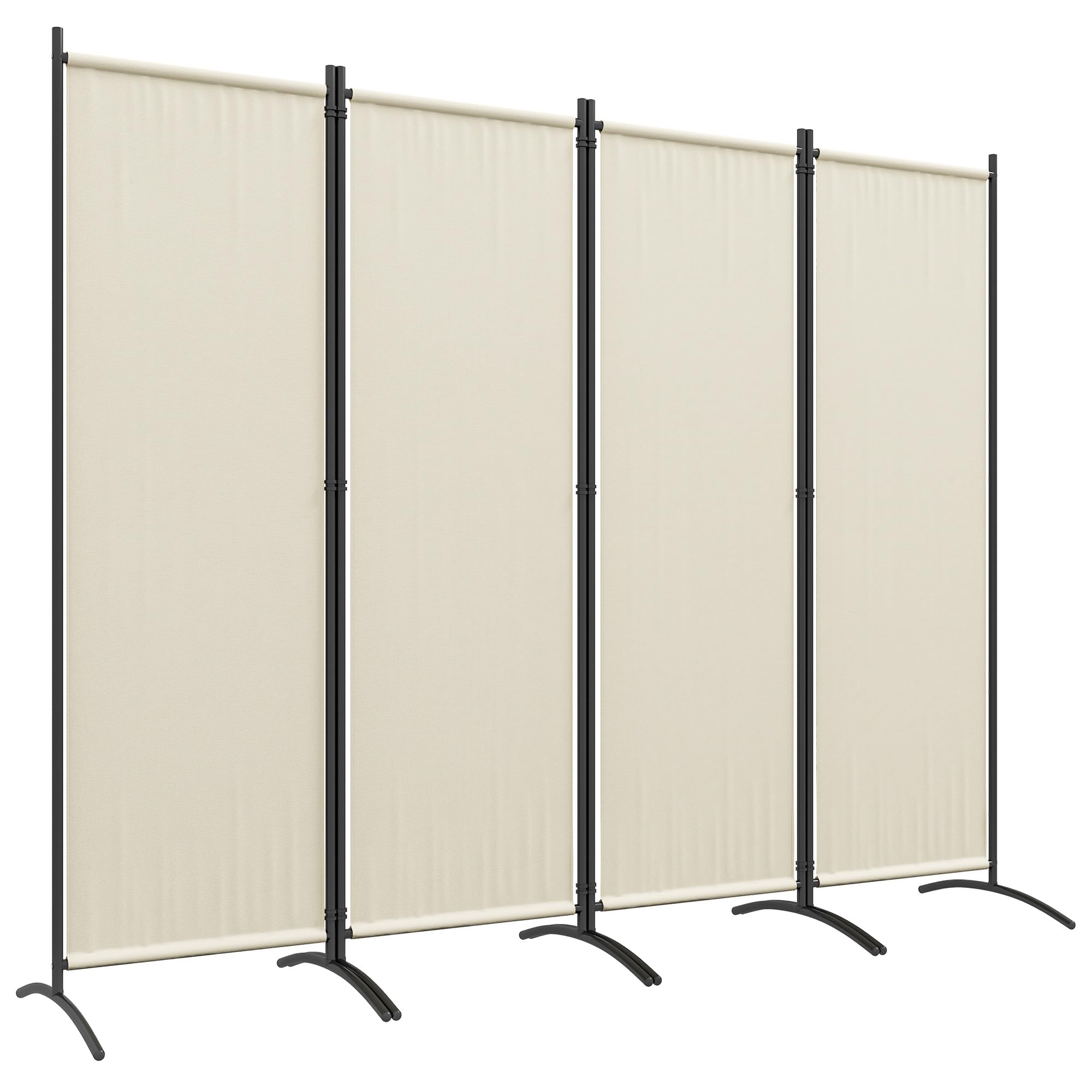 Outsunny Paravento Separé da Giardino 4 Pannelli Pieghevole, 221x50x172cm, Crema