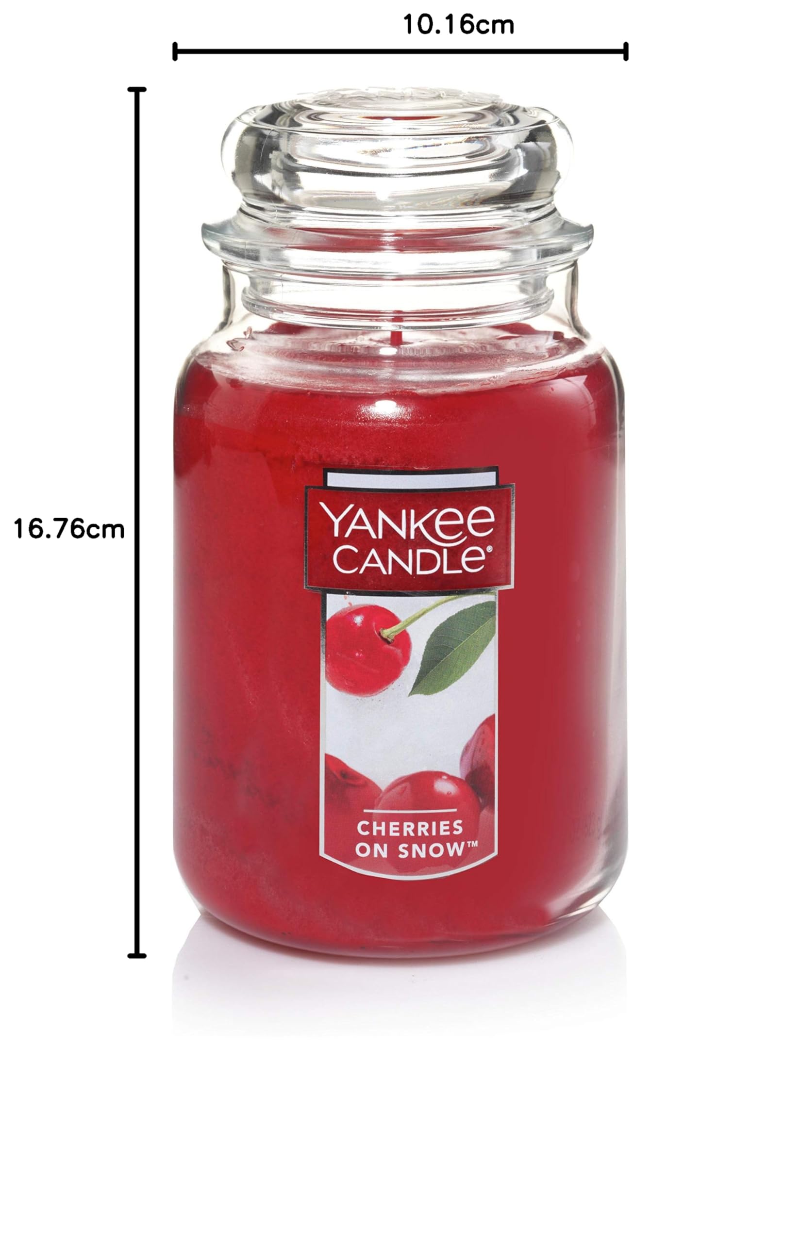 Yankee Candle Duftkerze im Glas, 2 Dochten, Cascading Snowberry Kirschen auf dem Schnee Large Jar rot