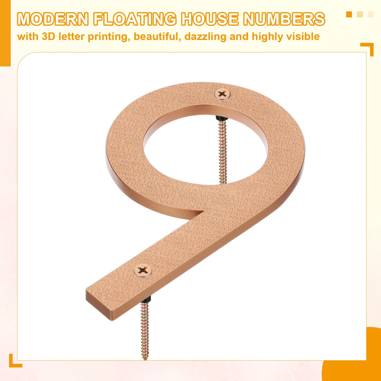 PATIKIL 10 Inch House Number, House Address Numbers Sign Large Floating Modern with Screws for Outside Door Wall Street Gold, 6 - Image 3