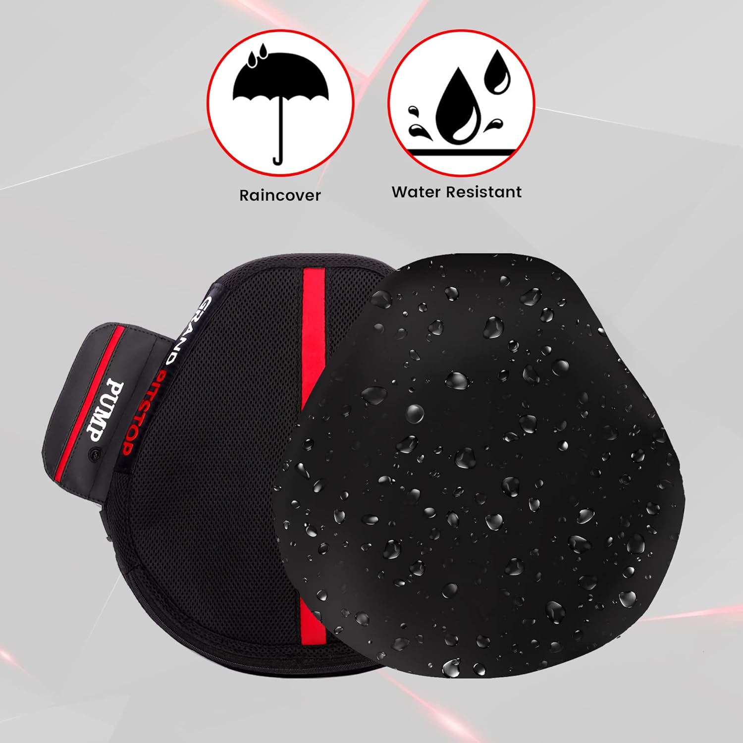 GRAND PITSTOP Motorcycle Air Seat Cushion, on The go inflate & Deflate, Pressure Relief Motorcycle Seat Pad, Shock Proof Comfortable for Motorbike Long Rides (Cruiser Premium with Air Pump)