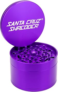 Santa Cruz Shredder Jumbo Metal Herb Grinder Premium 4-Inch Aluminum Grinder for Fluffy and Even Grinding, Durable Knurled Top with Strong Magnetic Lid Made in the USA Purple