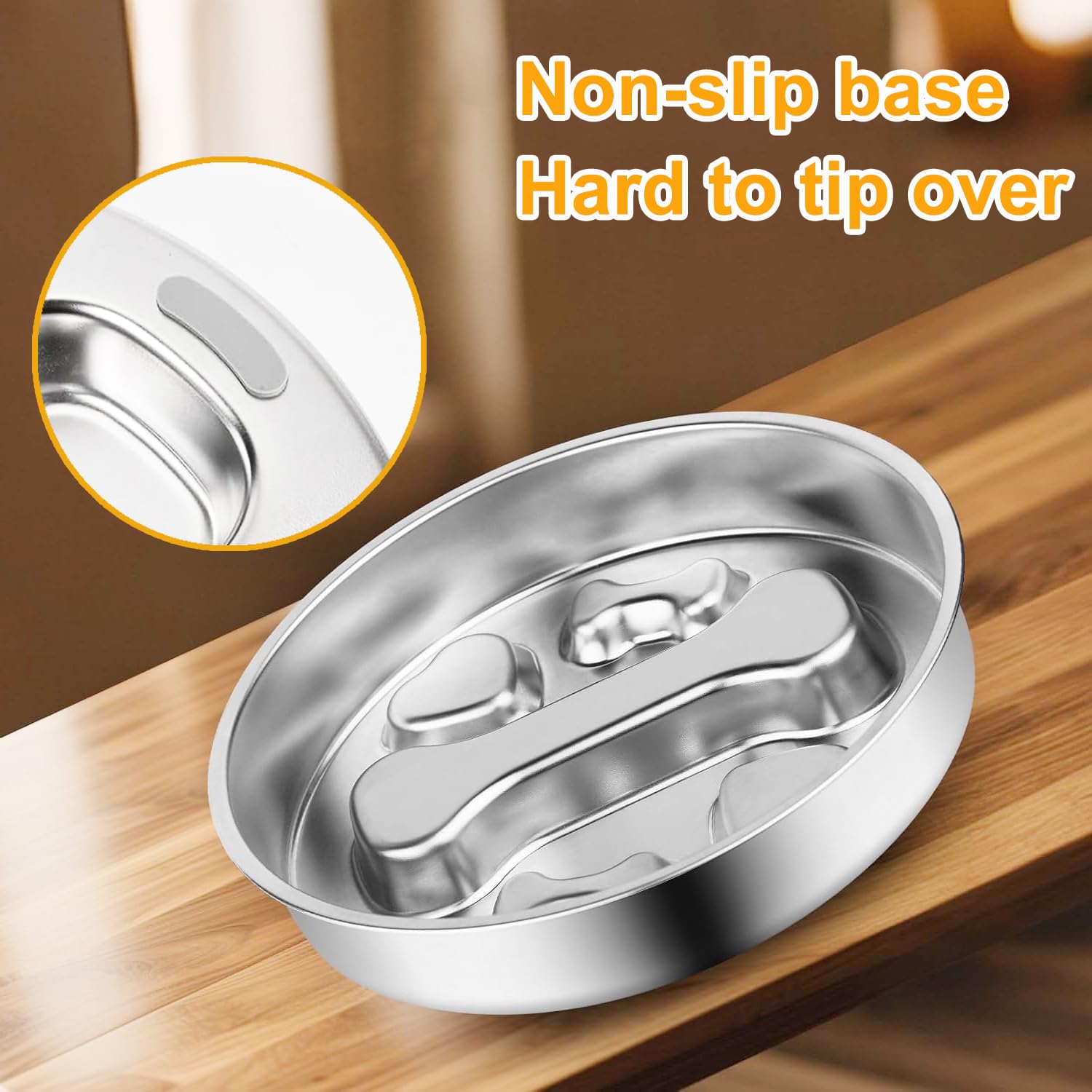 Stainless Steel Slow Feeder Dog Bowls,2 Pcs Slow Food Bowl for Dog & Cat - 2 Cups Capacity,Bone-Shaped Design Pet Food Holder,Metal Non-Slip Lick Plate,Puzzle Maze Dish for Small & Medium Sized Breeds - image 4
