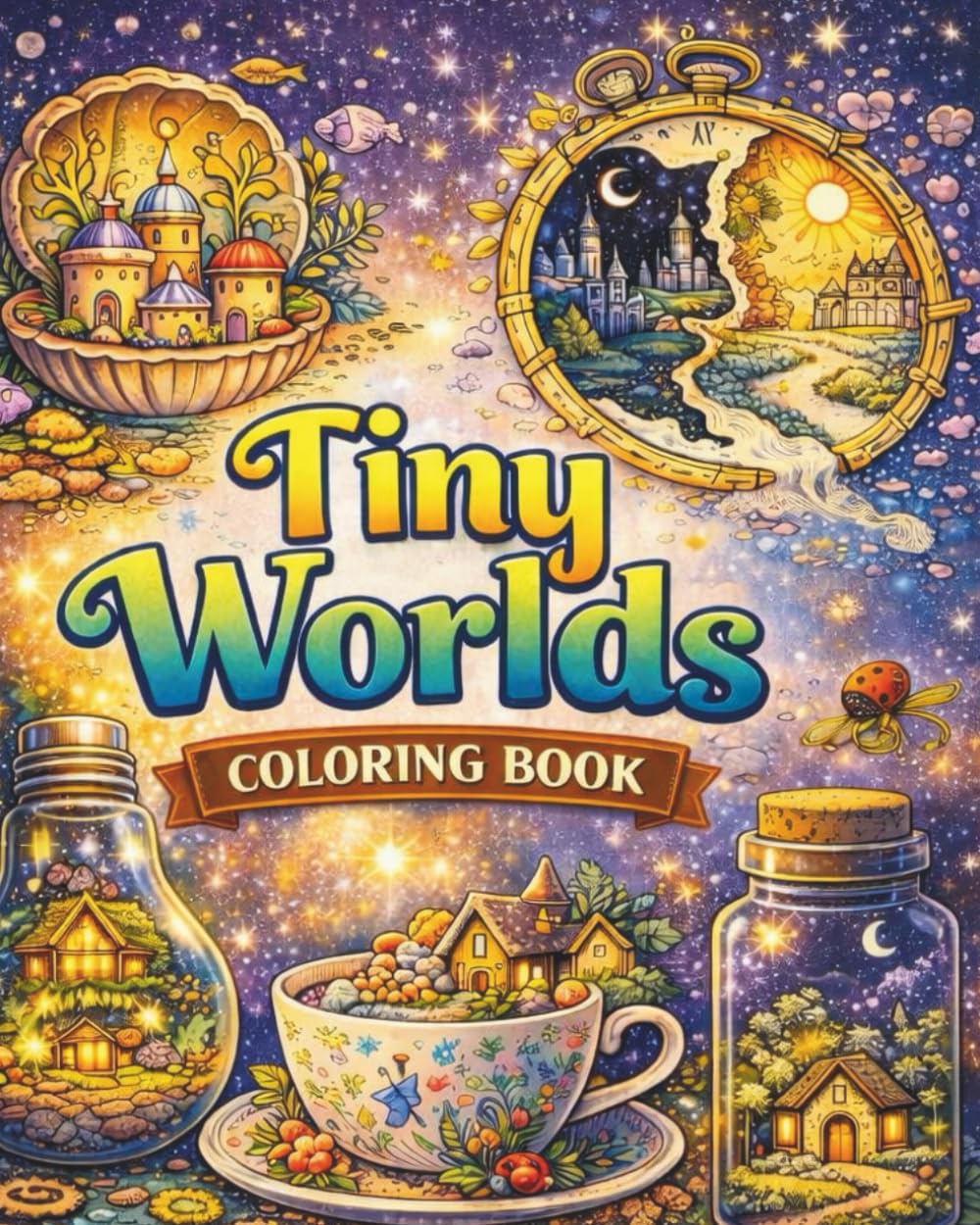 Tiny Worlds Coloring Book: Intricate Miniature Worlds Hidden Inside Everyday Objects | A Whimsical Fantasy Coloring Book for Relaxation and Creativity