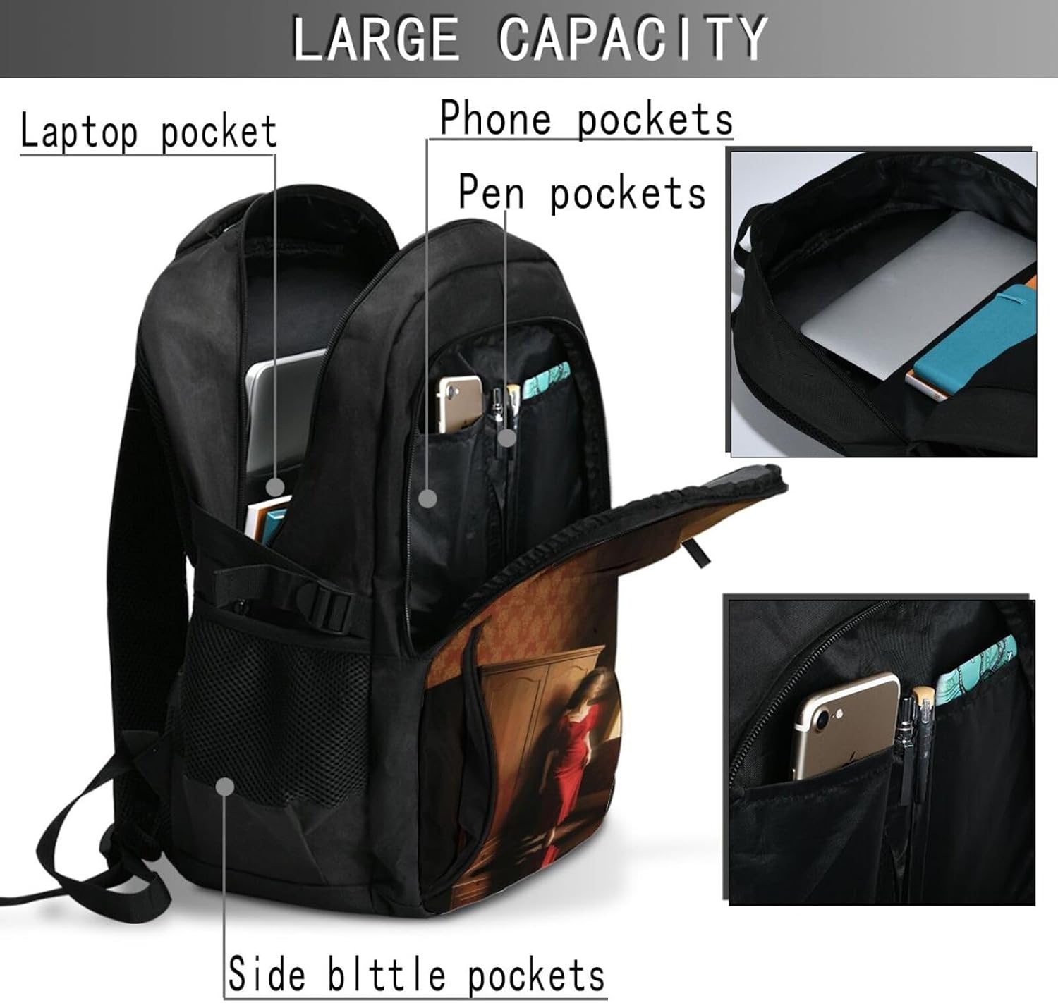 Travel Laptop Backpack Business Backpack for Men Women Retro Style Travel Backpack with USB Charging Port image 4